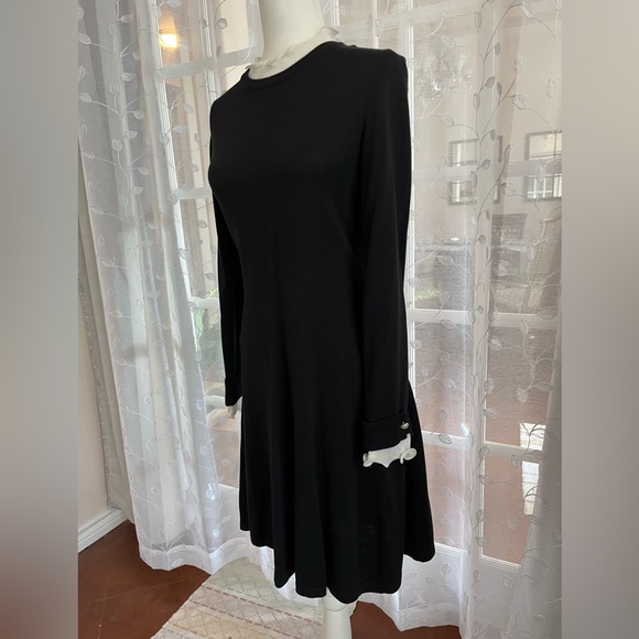 CeCe Women's Ruffle Collar & Sleeve Pearl Trim Sweater Dress - Picture 6 of 12